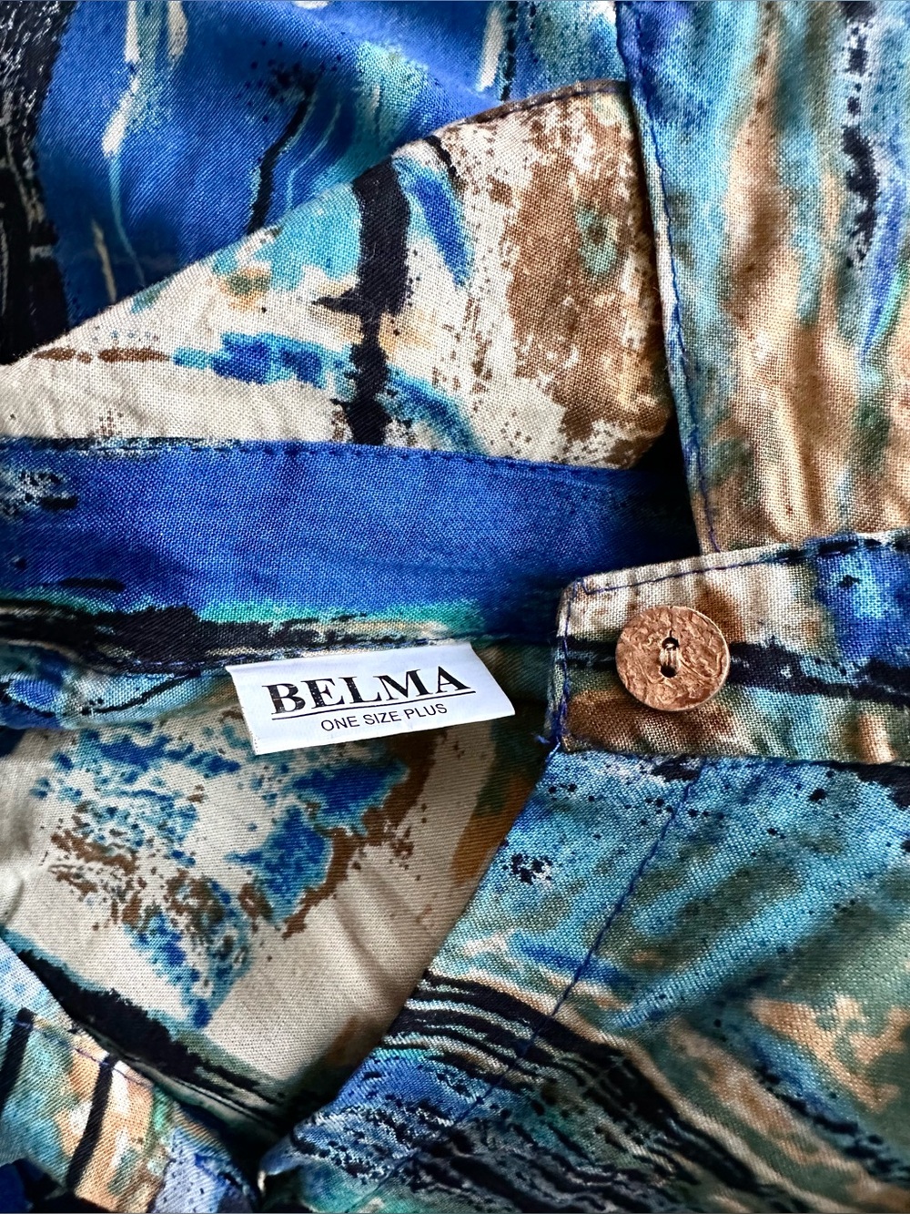 Asymmetrical Swing Dress in a Beautiful Blue Abstract Watercolors Palette - Picture 15 of 15